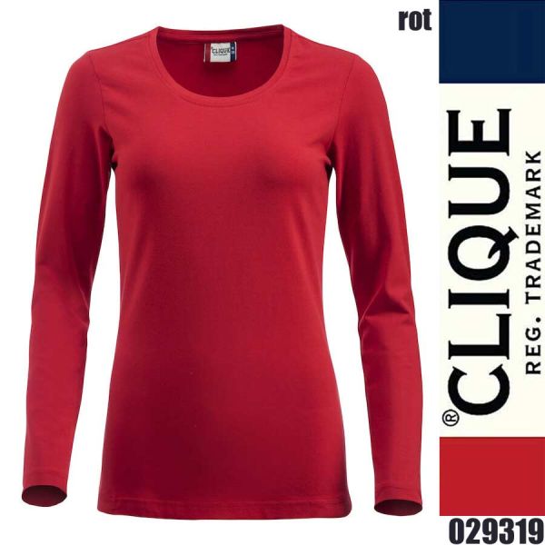 Carolina L/S, T-Shirt Langarm Damen Rundhals, Clique - 029319, rot