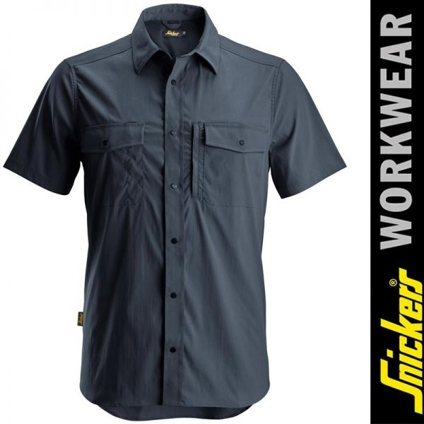 8520-LiteWork-Feuchtigkeitsableitendes kurzarmhemd-SNICKERS Workwear-navyblau