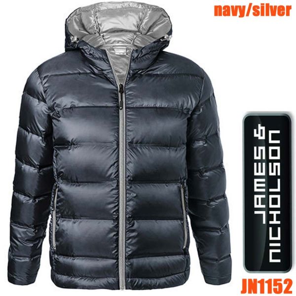 Daunen Jacke mit Kaputze, Men's Hooded, James+Nicholson-JN1152-navy