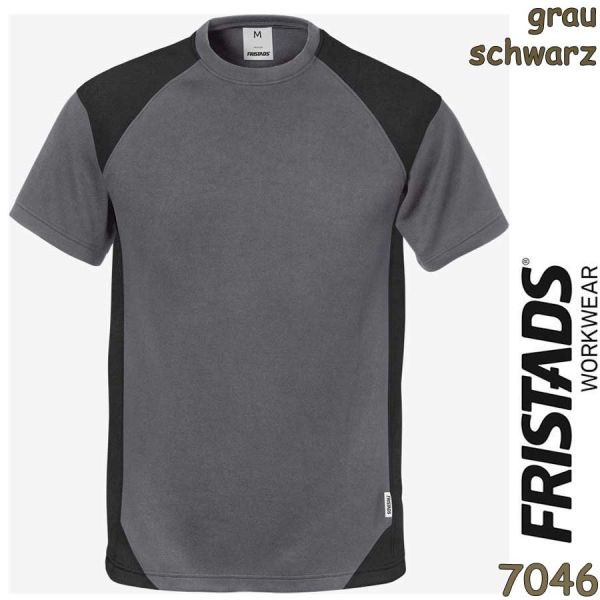 T-Shirt, innen weiche Baumwolle, UV-Schutz -7046, 122396, grau-schwarz