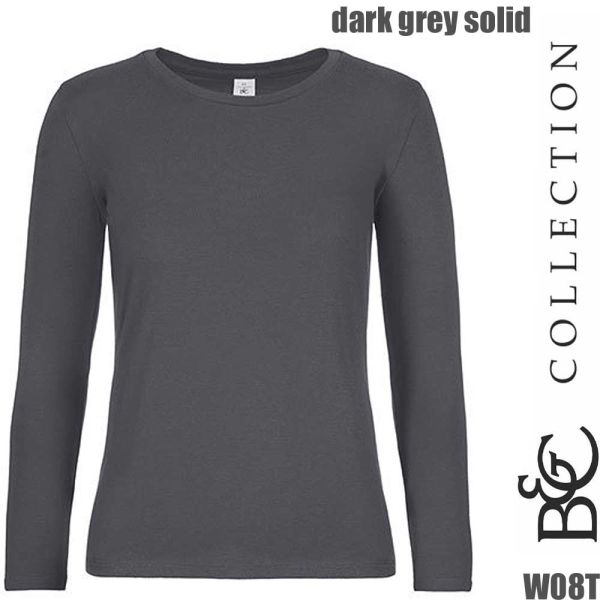 Damen Langarm T-Shirt, B&C Collection, BCTW08T, dark grey solid