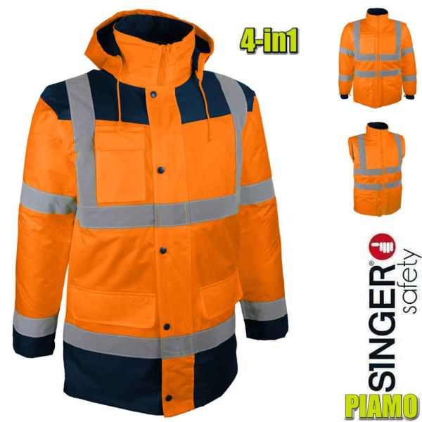 Warnschutzparka 4-in-1, orange/blau, PIAMO, SINGER Safety