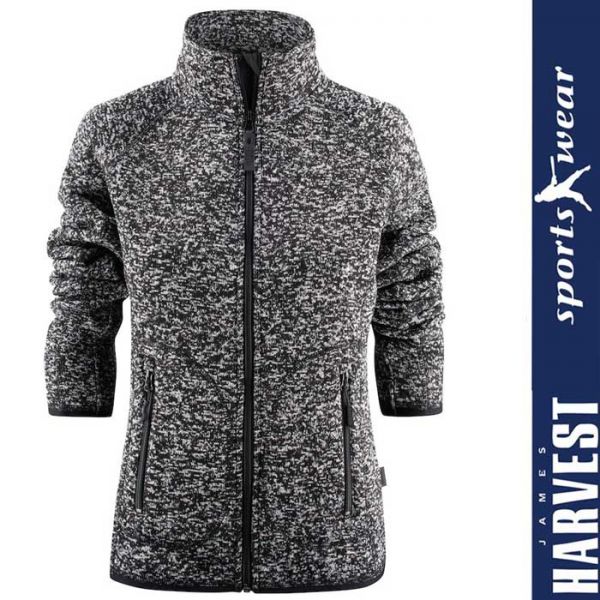 Gestrickte Damen Fleecejacke - 2121503-anthrazit-melange