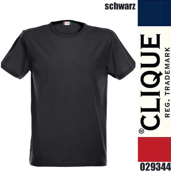 Stretch-T T-Shirt Rundhals, Clique - 029344, schwarz