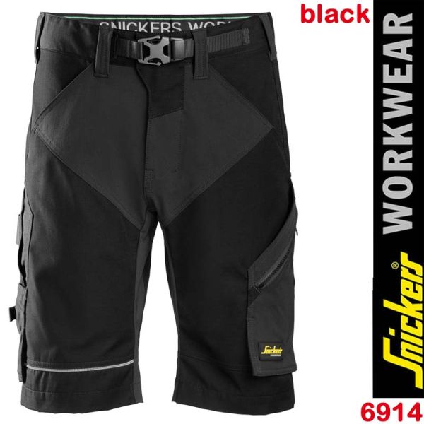 FlexiWork, Arbeitsshorts+, SNICKERS Workwear, 6914, black-black