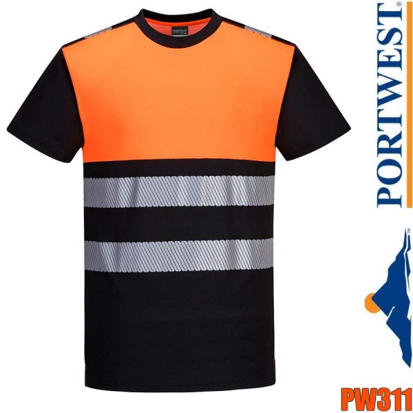 Warnschutz T-Shirt, Klasse1, PORTWEST, PW311, schwarz-orange