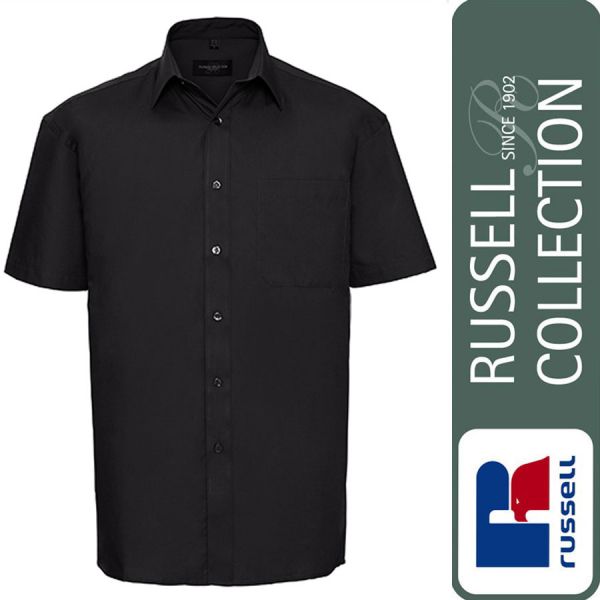 Men's Short Sleeve Classic Pure Cotton Poplin Shirt, Russel - Z937