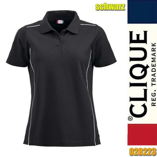 New Alpena Damen-Polo mit Kontrast Paspelierung, Clique - 028223, schwarz