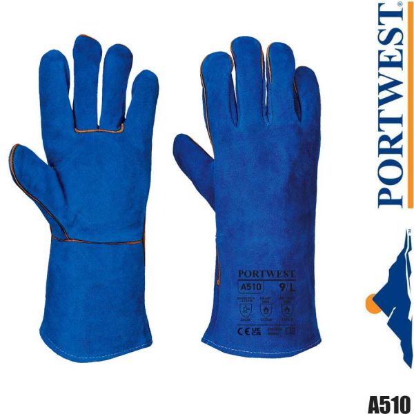 Schweisser Stulpenhandschuhe, blau, Einheitsgrösse XL, A510