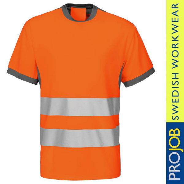 6009 T-SHIRT EN ISO 20471 KLASSE 2 - PRO JOB-orange-grau