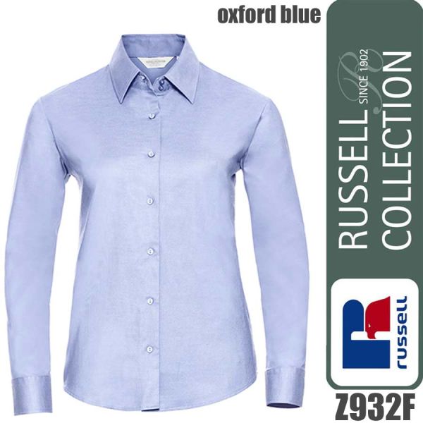 Ladies` Long Sleeve Classic Oxford Shirt, Russel - Z932F, oxford blue