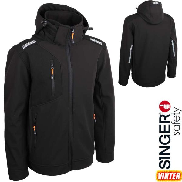 Softshell Jacke, 3 lagig, weich und bequem, schwarz, VINTER, SINGER Safety