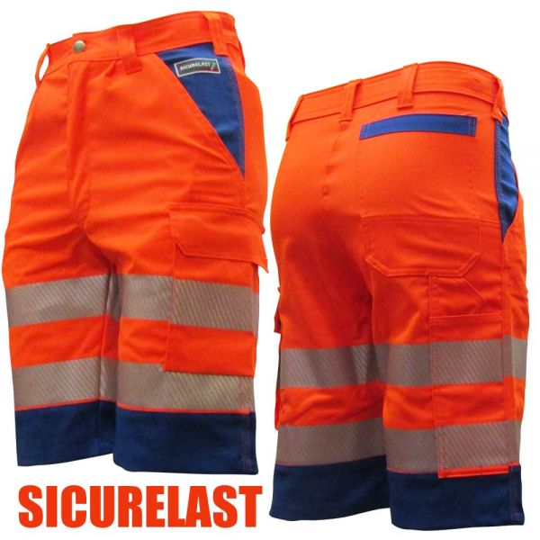 Warnschutz-Shorts leuchtorange/blau SICURELAST REFLEX