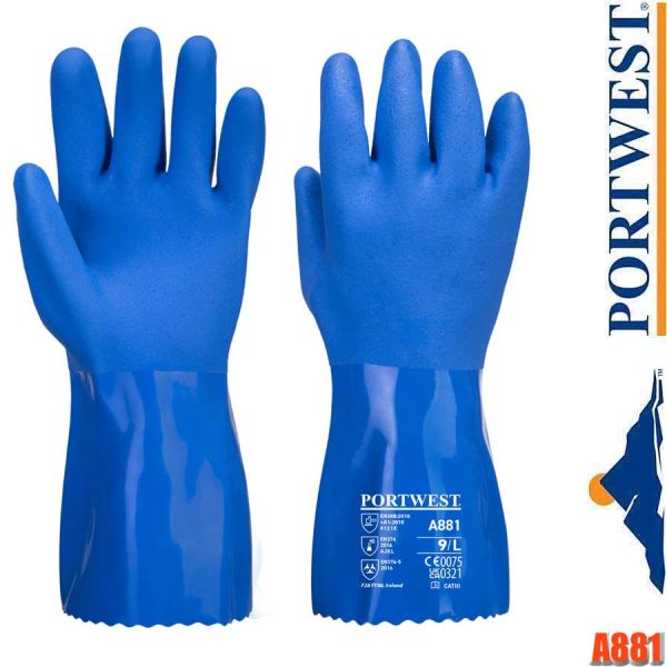 PVC Chemikalien Schutzhandschuh, blau, A881, PORTWEST