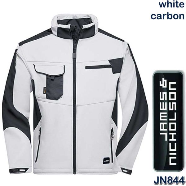 Workwear Softshell Jacket Strong, James & Nicholson, JN844, white, carbon