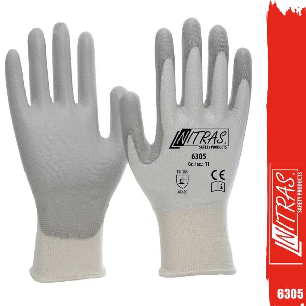 Schnittschutz-handschuh Nitras 6305, weiss/grau