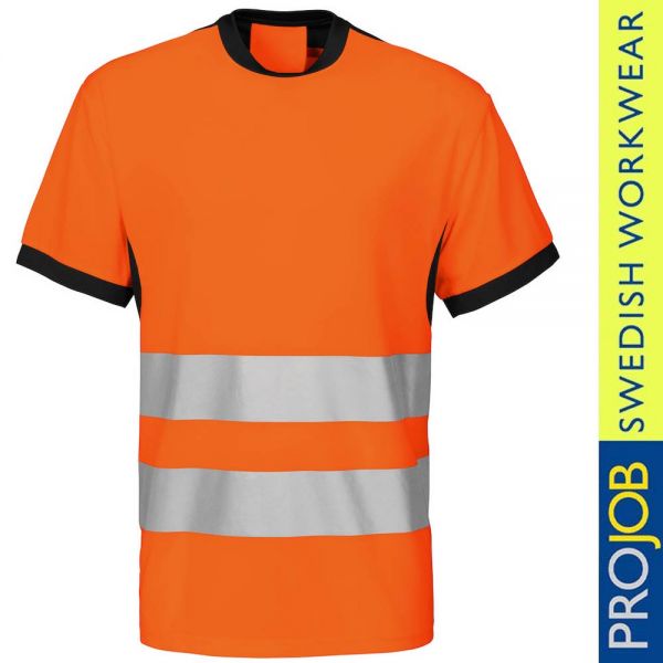 6009 T-SHIRT EN ISO 20471 KLASSE 2 - PRO JOB-orange-schwarz