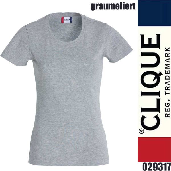 Carolina S/S, Damen T-Shirt Stretch rundhals, Clique - 029317, graumeliert