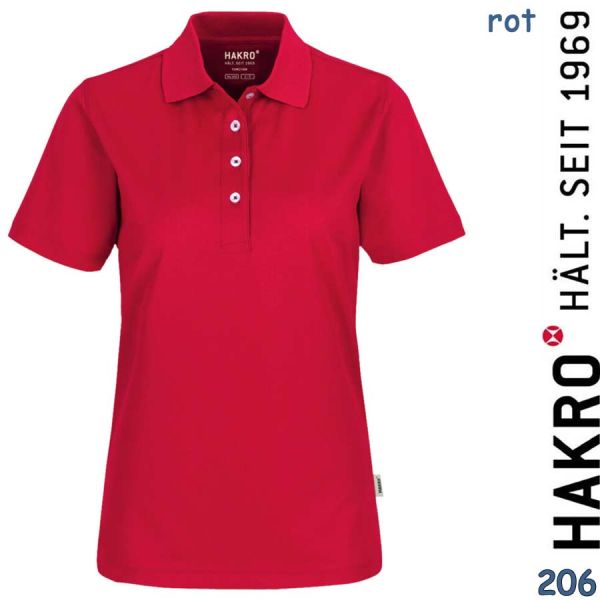 NO. 206 Hakro Damen Poloshirt Coolmax, rot