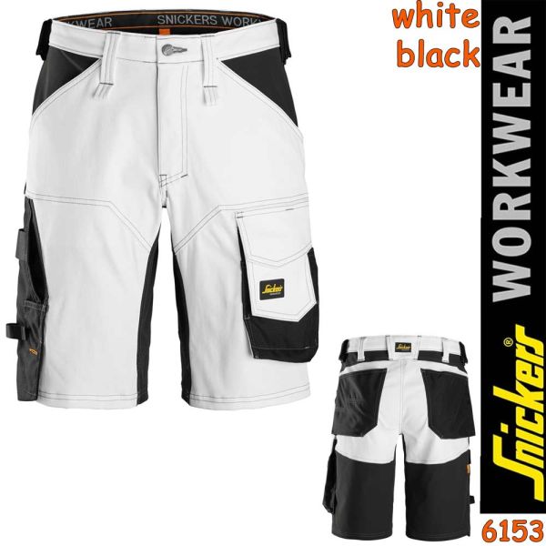 6153 AllroundWork, Stretch Loose Fit Work Shorts white/black 6153-0904