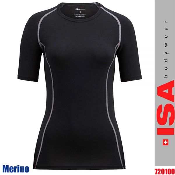 Shirt, kurzarm, merinowolle, rundhals, ISA Bodywear, 720100