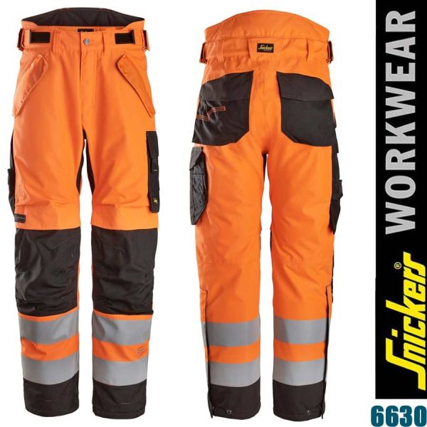 6630 HI-VIS, Wasserdichte 2-Lagige, leicht wattierte Hose, SNICKERS Workwear, orange