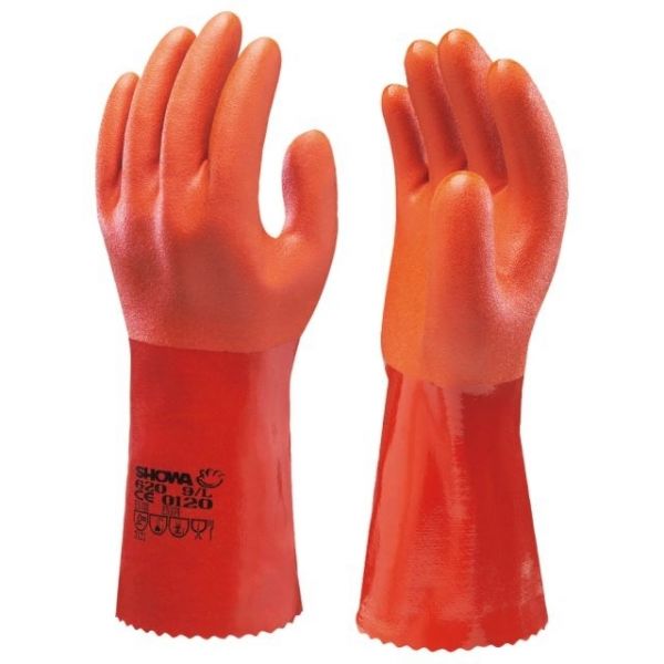 Showa-Handschuh, PVC-Handschuh orange (Typ620) 360 mm lang,