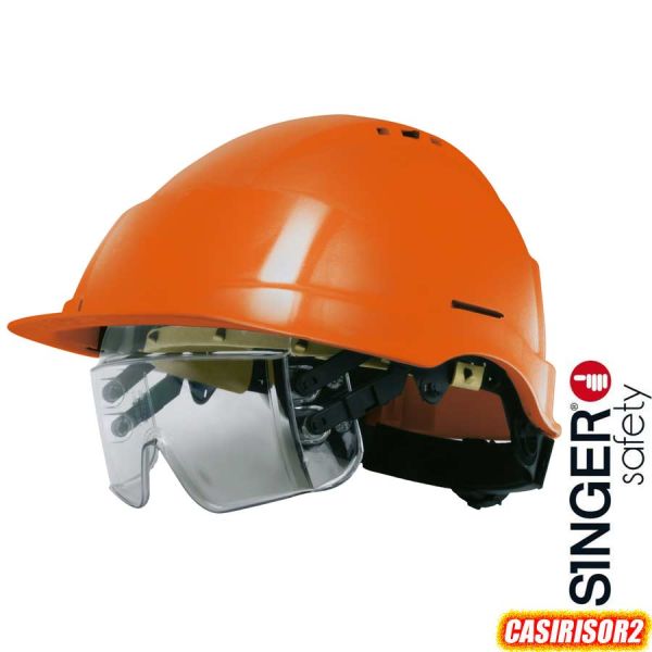 Schutzhelm IRIS2, orange, mit integrierter Schutzbrille, CASIRISOR2, SINGER Safety