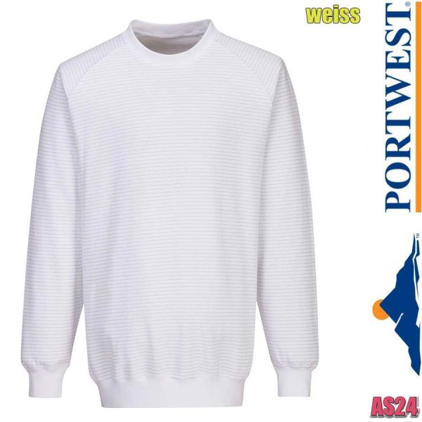 Antistatisches ESD Sweatshirt, AS24, PORTWEST, weiss