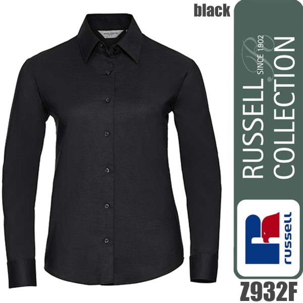Ladies` Long Sleeve Classic Oxford Shirt, Russel - Z932F, black