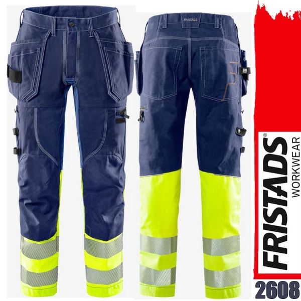 High-VIS Handwerker Stretch-Hose, Klasse1, FRISTADS-2608, 132849, blau-gelb