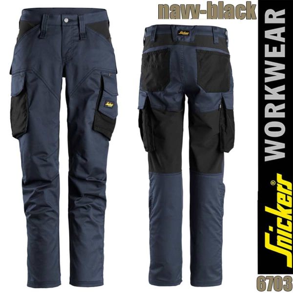 Damen, AllroundWork 6703 Arbeitshose, ohne Knietaschen, navy-black