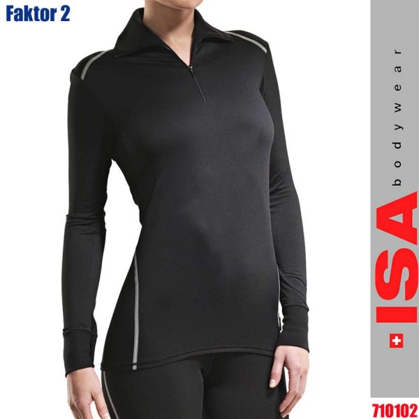 Rollkragenshirt, langarm, mit Reissverschluss, Clima Control Faktor 2 - ISA Bodywear - 710105
