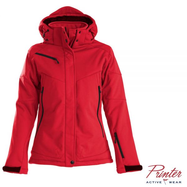 Ladies Softshelljacke PRINTER Skeleton - mit Kaputze-rot