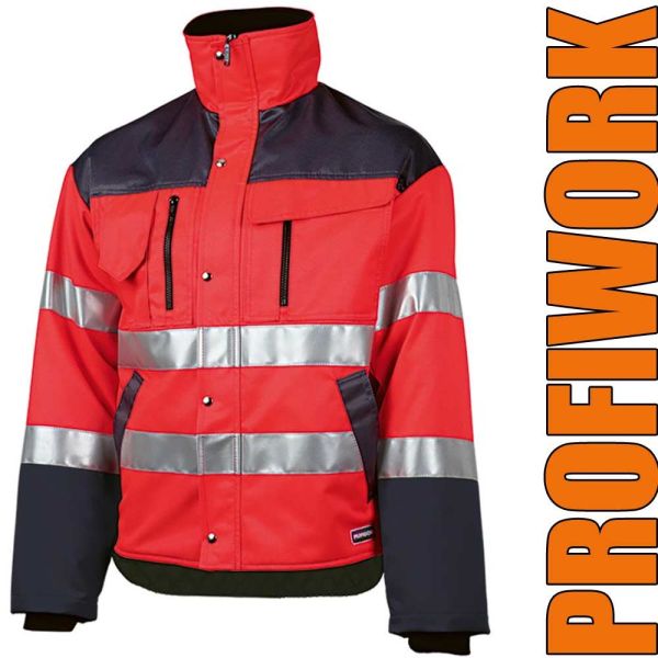 Warnschutz - Winterjacke PROFIWORK INVERNO REFLEX, leuchtrot/grau,