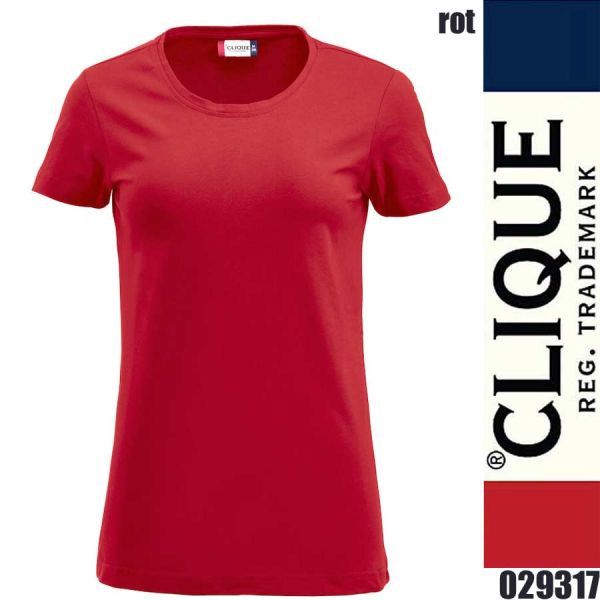 Carolina S/S, Damen T-Shirt Stretch rundhals, Clique - 029317, rot