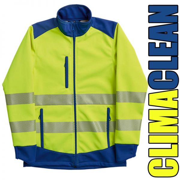 Climaclean Allwetter Warnschutzjacke, winddicht mit Klimamembrane, leuchtgelb-blau-11391