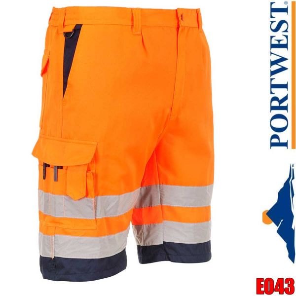 Warnschutz-Shorts, aus Baumwolle/Polyester, E043, PORTWEST, orange-marine