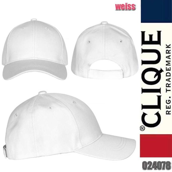 Classic Cap mit Klettverschluss, Clique - 024078, weiss