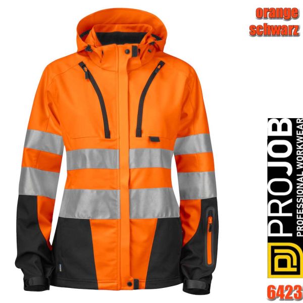 Funktionelle Softshell Damenjacke, HI-VIS, Klasse 3/2 - PROJOB 6423