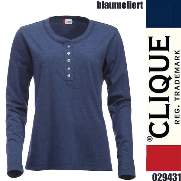 Orlando Ladies Langarm T-Shirt, Clique - 029431, blaumeliert
