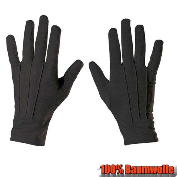 schwarze Baumwoll-Handschuhe, mit Schichtel,