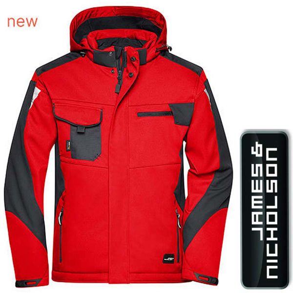 Soft Shell Jacke - Craftsmen STRONG - James & Nicholson - JN824-rot-schwarz