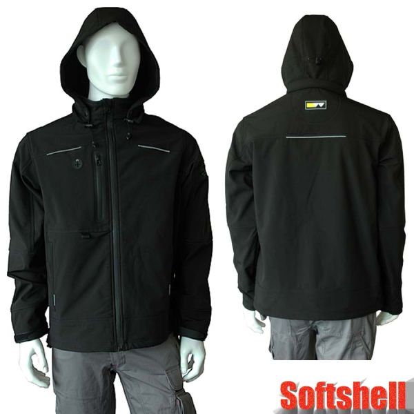 Softshelljacke, Ultimo, mit Kaputze, schwarz,