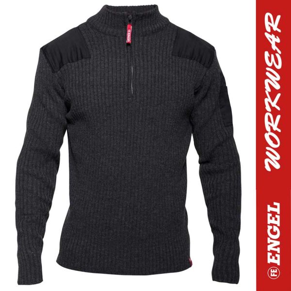 Strickpullover Combat mit Reissverschluss, anthrazit meliert, 8017