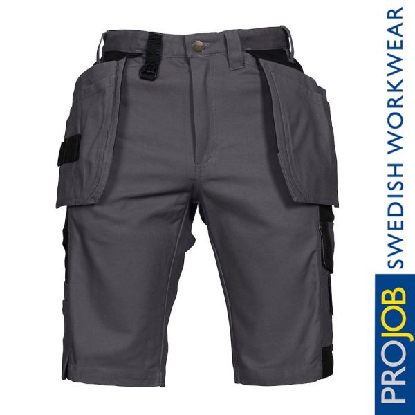 Oberschenkelversärkte Shorts mit Hängetaschen, 100% Baumwolle, Pro Job - 5527-grau