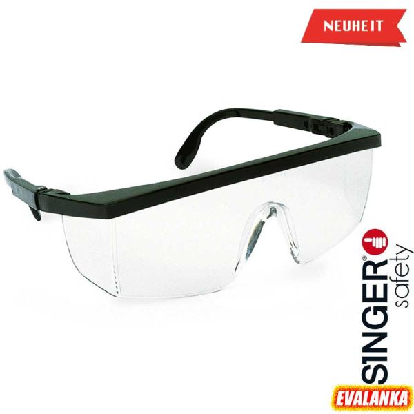 Schutzbrille mit verstellbaren Buegeln, farblos, EVALANKA, SINGER Safety