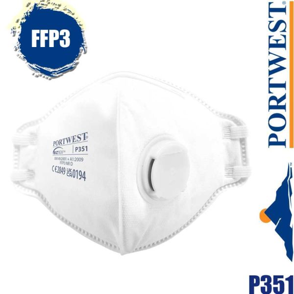 FFP3, Faltbare Feinstaubmaske(Box zu 20Stck.) P351, PORTWEST