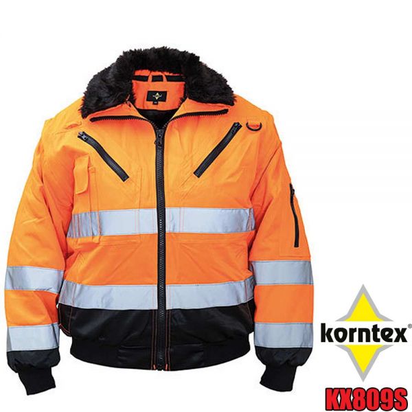 Pilot - Warnschutz - Jacke, 4-in 1, OSLO, KORNTEX, EN20471, KX809S