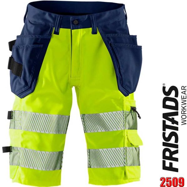 HIGH VIS Stretch-Shorts Kl.1 2509 PLU, FRISTADS, 131153, gelb, marine